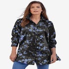 Kate Long-Sleeve Crisp Cotton-Blend Button-Front Tunic image number null