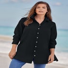 Kate Long-Sleeve Crisp Cotton-Blend Button-Front Tunic image number null