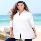 Plus Size Kate Long Sleeve Tunic Easy Cotton-Blend Button-Front Shirt image number null