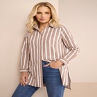 Kate Long-Sleeve Crisp Cotton-Blend Button-Front Tunic image number null