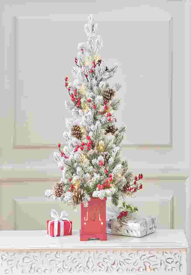 30" Pre-Lit Joy Flocked Berry Tree image number 0