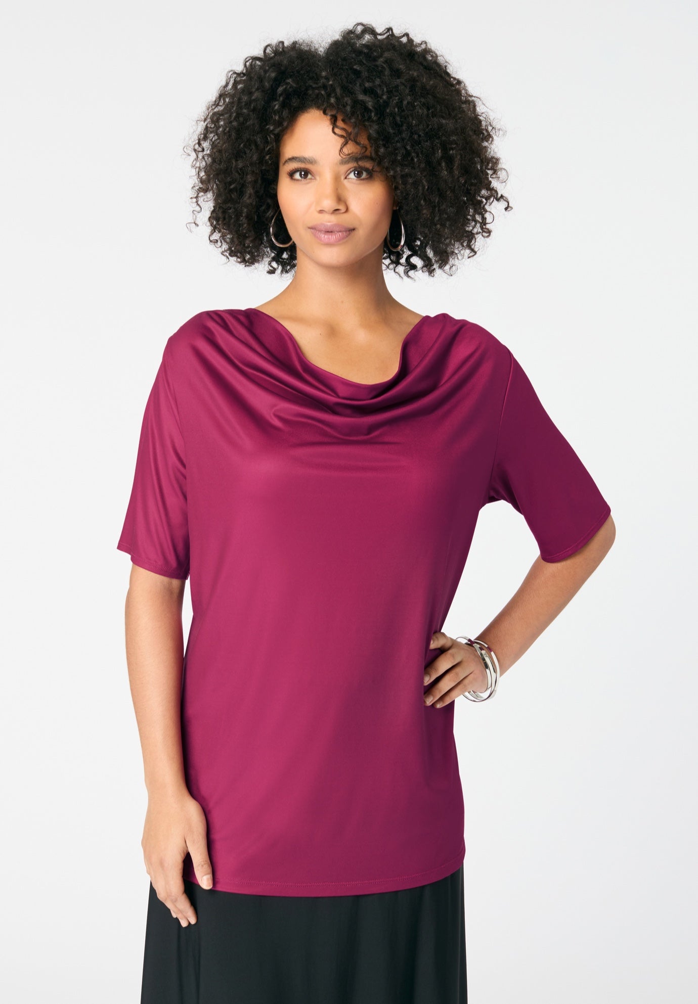 Cowl Neck Knit Top image number 0