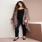 Plus Size Front-Knot Tie Kimono image number null