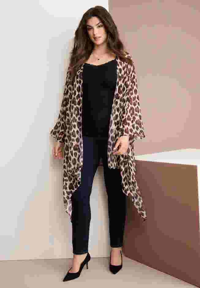 Front-Knot Tie Kimono image number 1