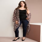 Plus Size Front-Knot Tie Kimono image number null