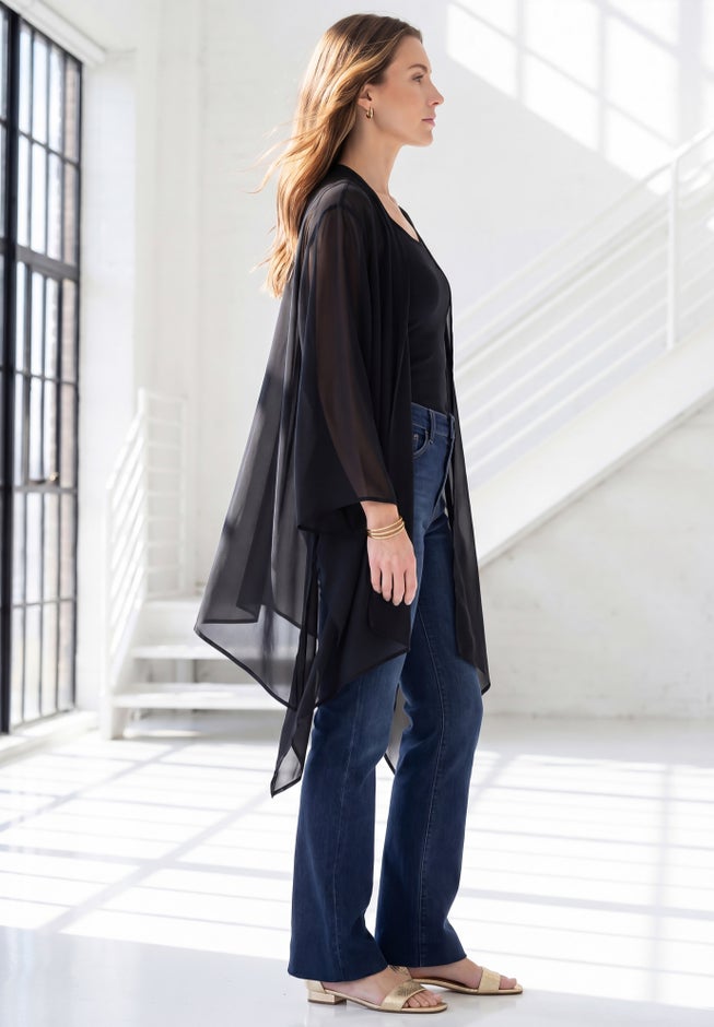Plus Size Front-Knot Tie Kimono image number 1