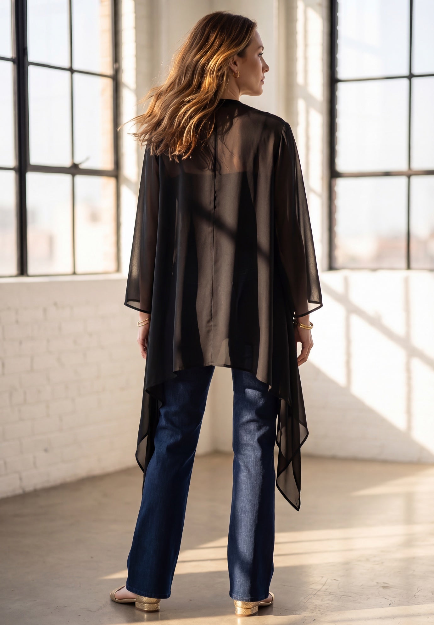 Plus Size Front-Knot Tie Kimono image number 2