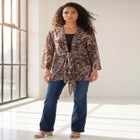 Plus Size Front-Knot Tie Kimono image number null