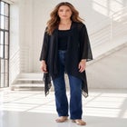 Plus Size Front-Knot Tie Kimono image number null