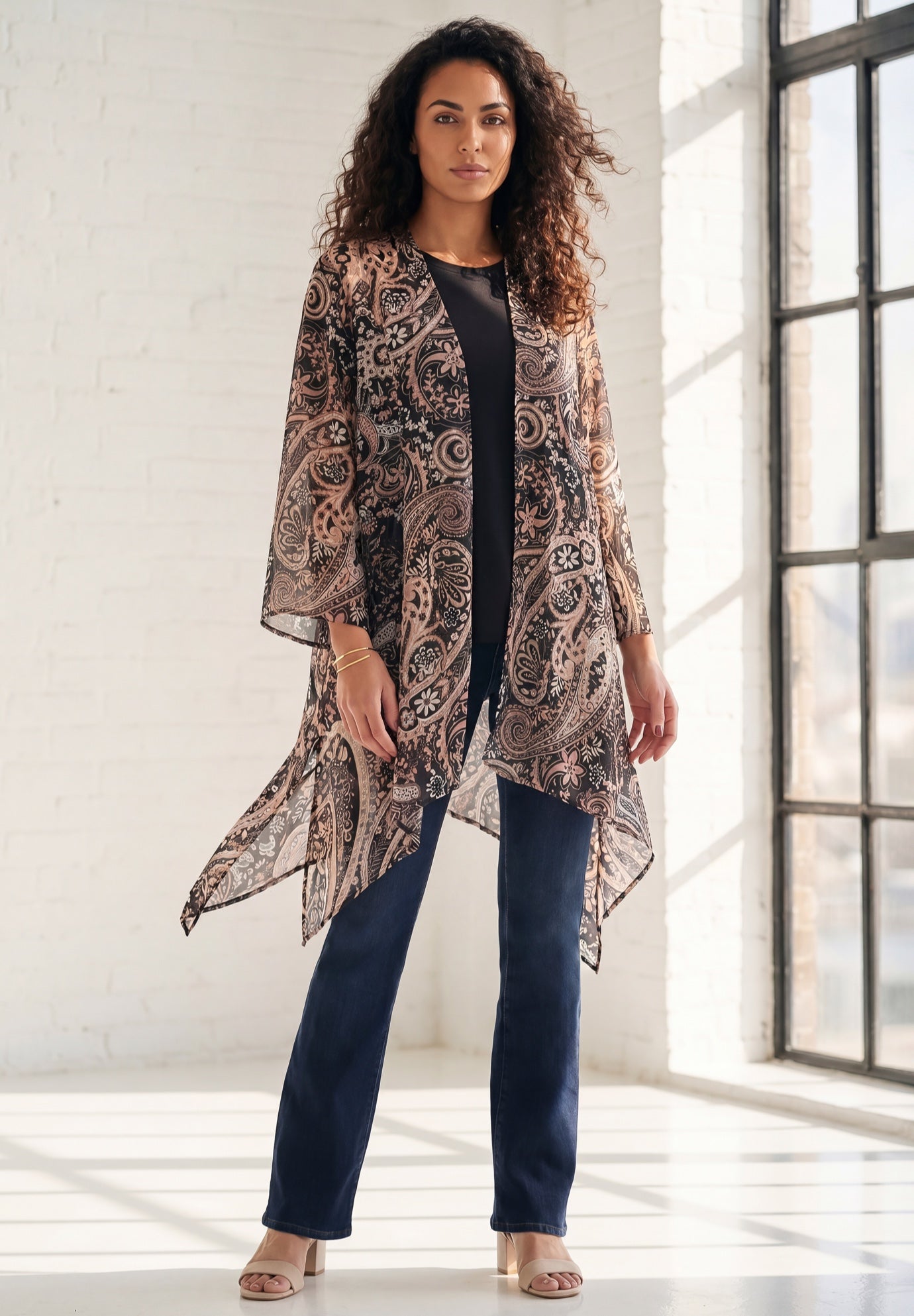 Plus Size Front-Knot Tie Kimono image number 0