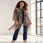 Plus Size Front-Knot Tie Kimono image number null