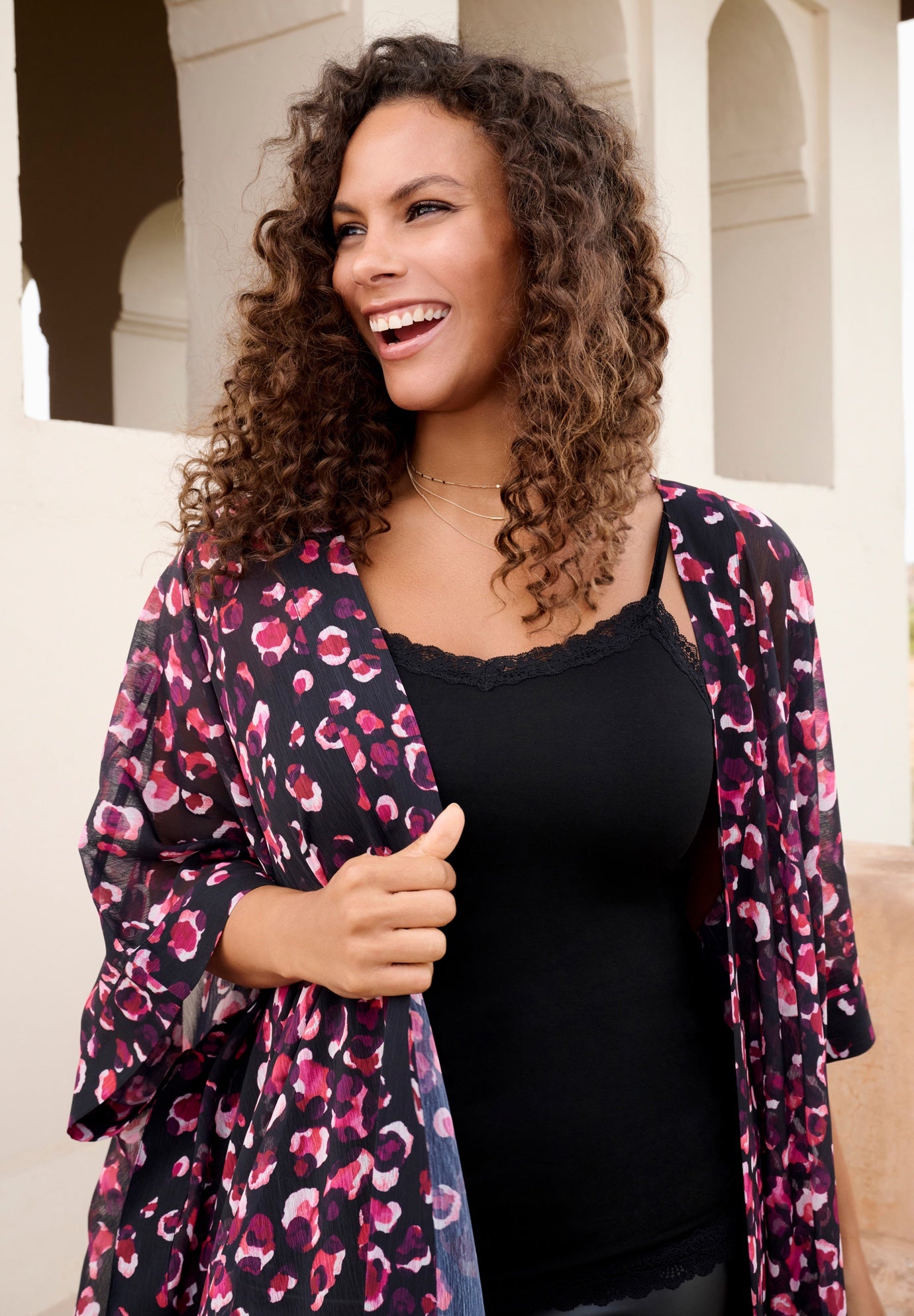 Plus Size Flowy Chiffon Duster image number 2