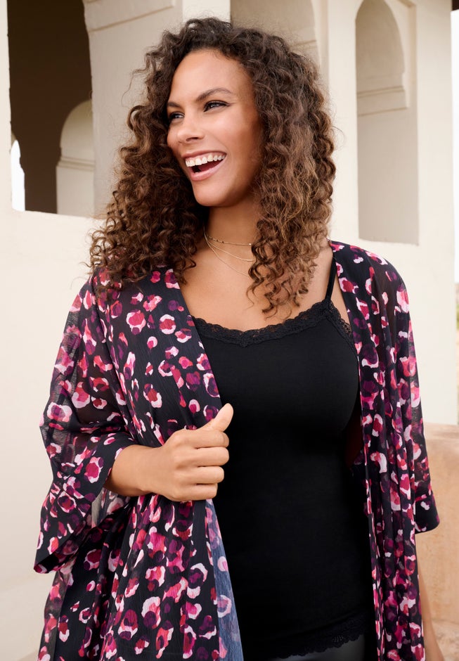 Plus Size Flowy Chiffon Duster image number 2