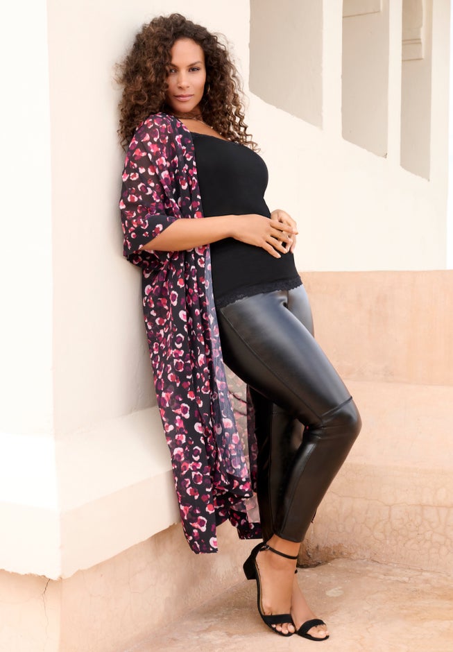 Plus Size Flowy Chiffon Duster image number 3