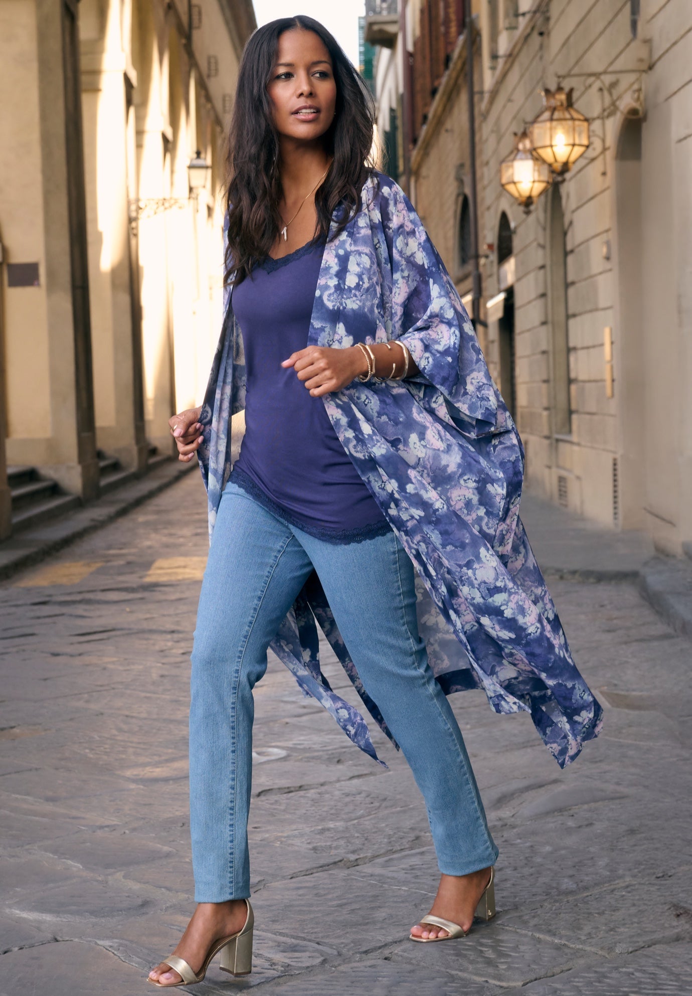 Plus Size Flowy Chiffon Duster image number 1