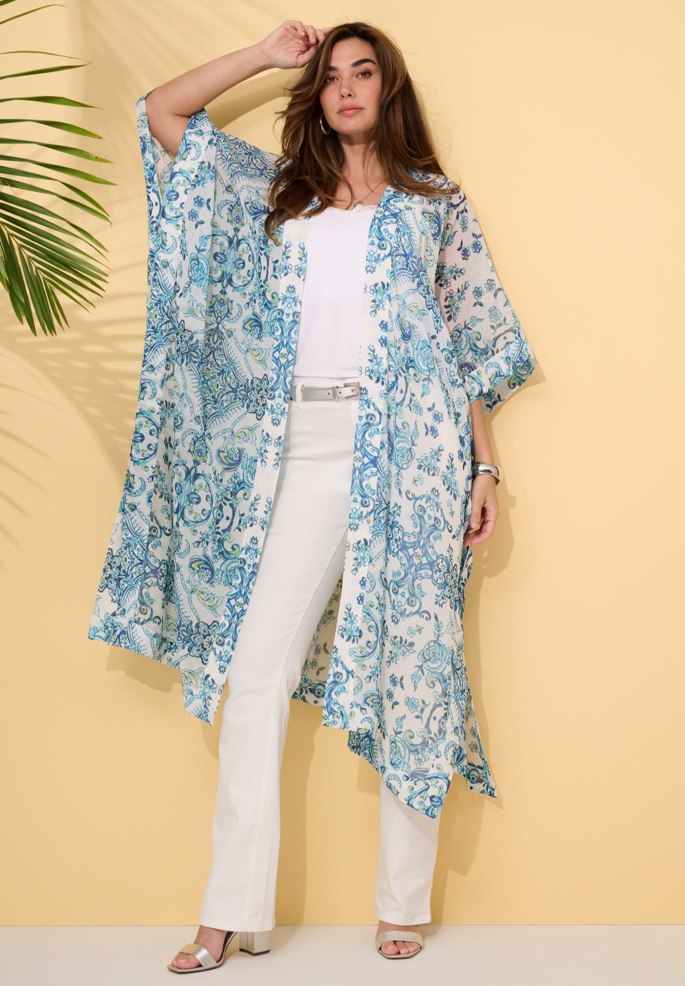 Plus Size Flowy Chiffon Duster image number 0