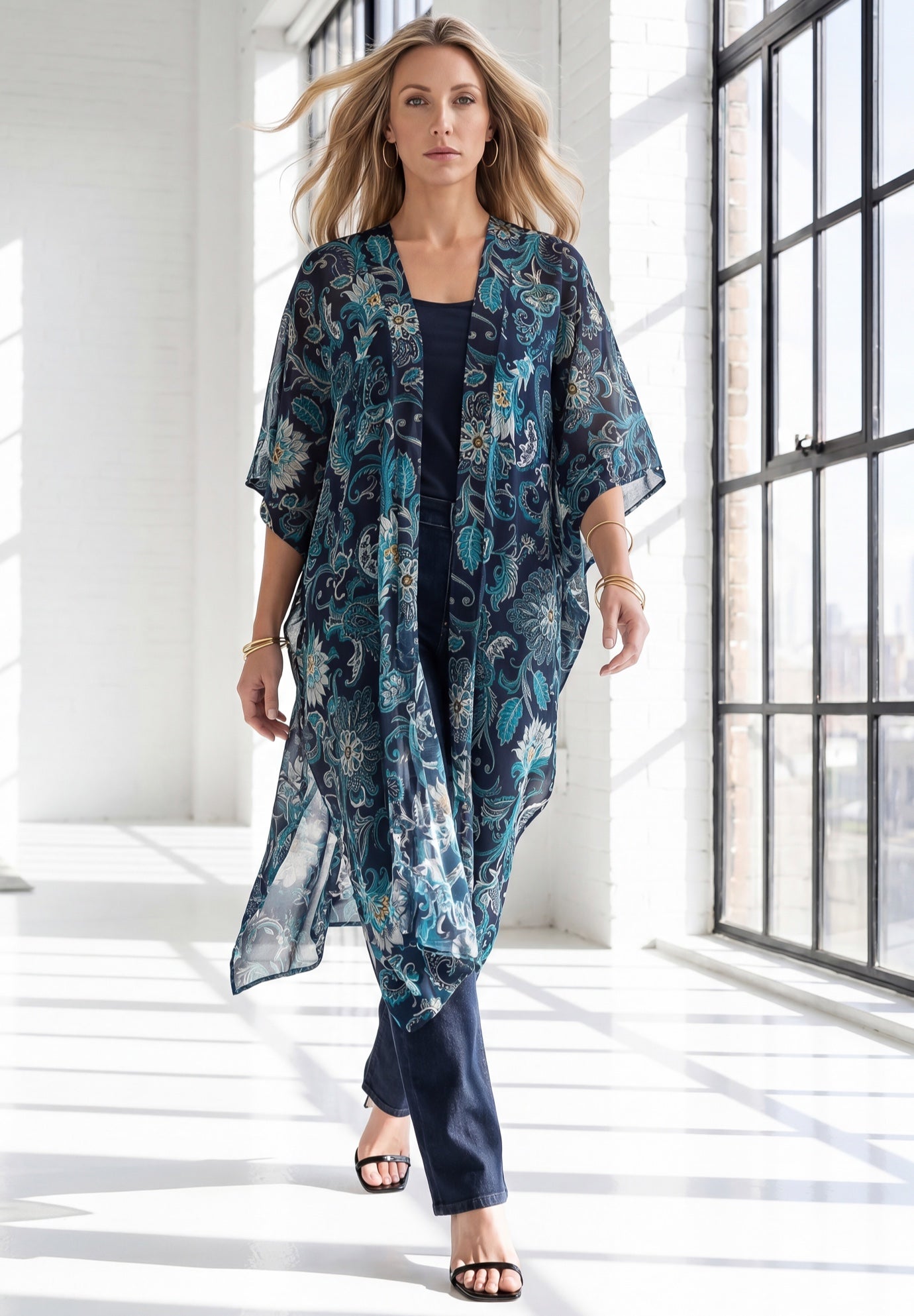 Plus Size Flowy Chiffon Duster image number 0