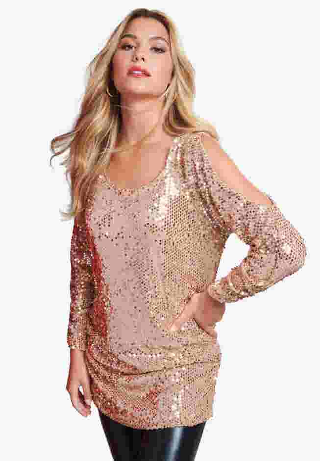 Cold-Shoulder Sequin Tunic image number 0