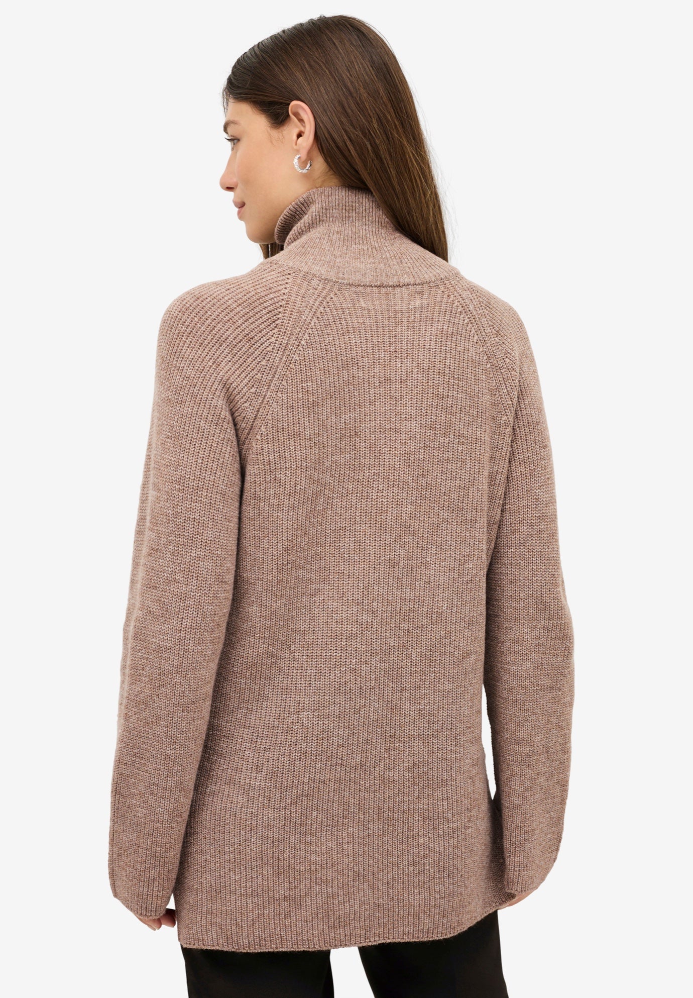 ¼ Zip Sweater Tunic With Side Slits image number 1