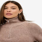 ¼ Zip Sweater Tunic With Side Slits image number null