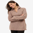 &frac14; Zip Sweater Tunic With Side Slits image number null