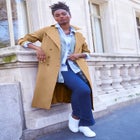 Double-Breasted Belted Trench Raincoat image number null