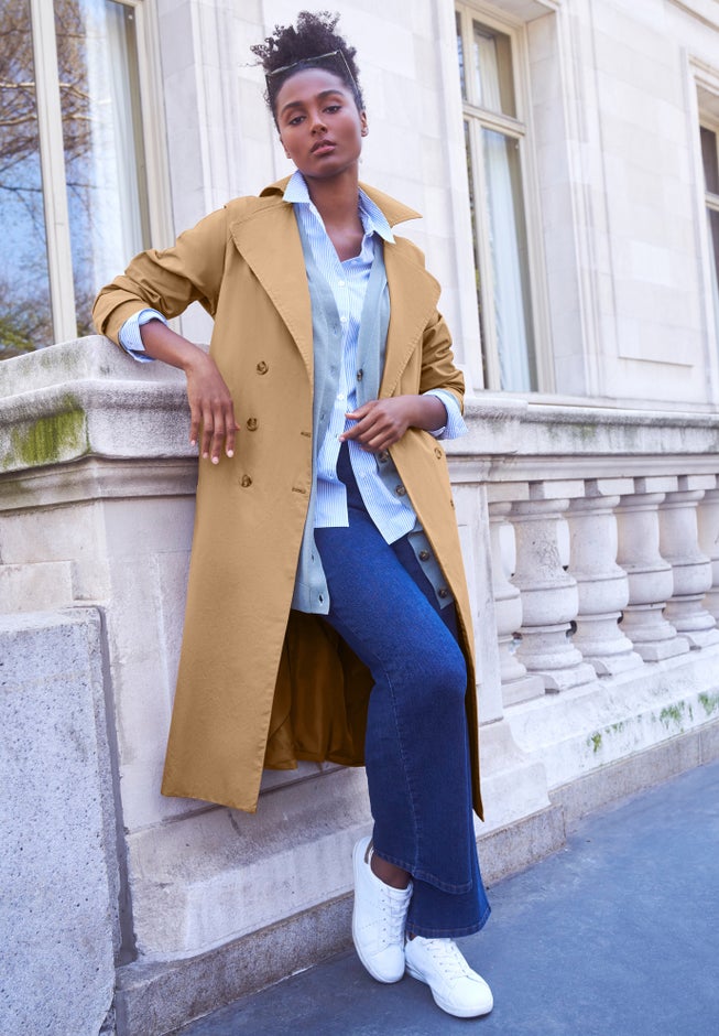 Double-Breasted Belted Trench Raincoat image number 3
