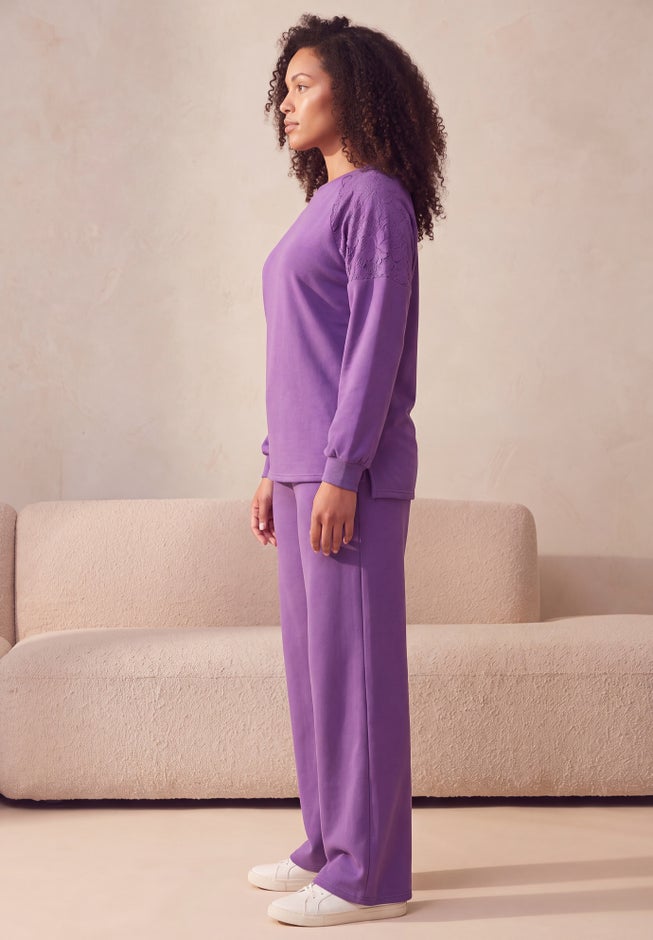 Comfort+ Fleece Lace Shoulder Sweatshirt image number 2