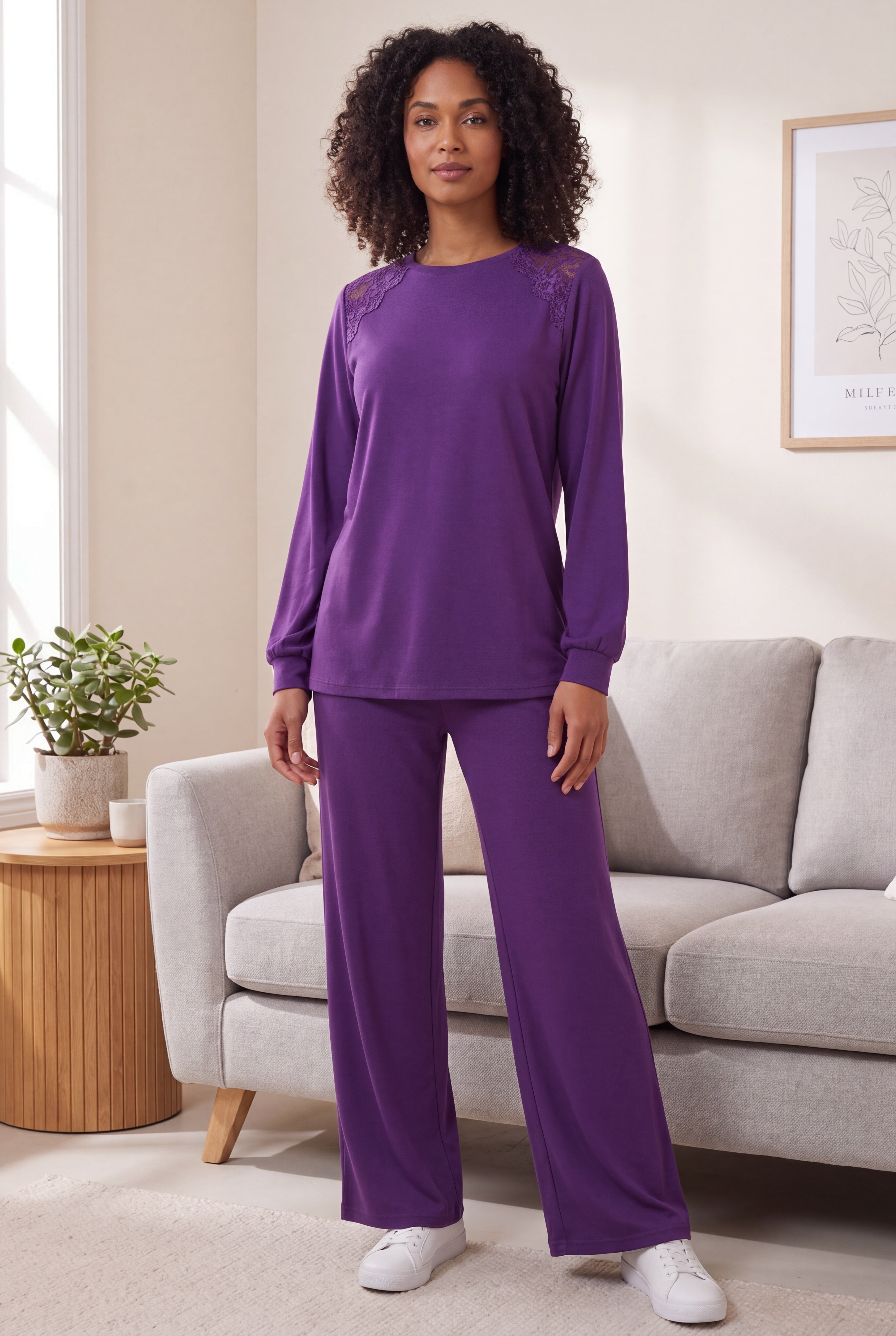 Comfort+ Fleece Lace Shoulder Sweatshirt image number 0
