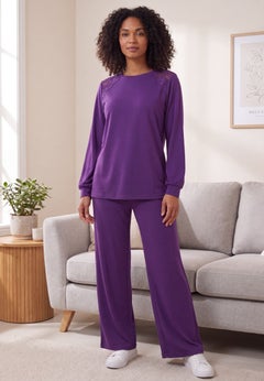 Comfort+ Fleece Lace Shoulder Sweatshirt