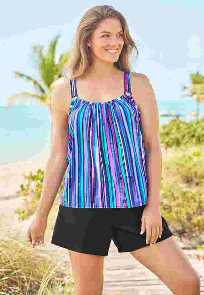 Tank Overlay Swim Romper image number 0