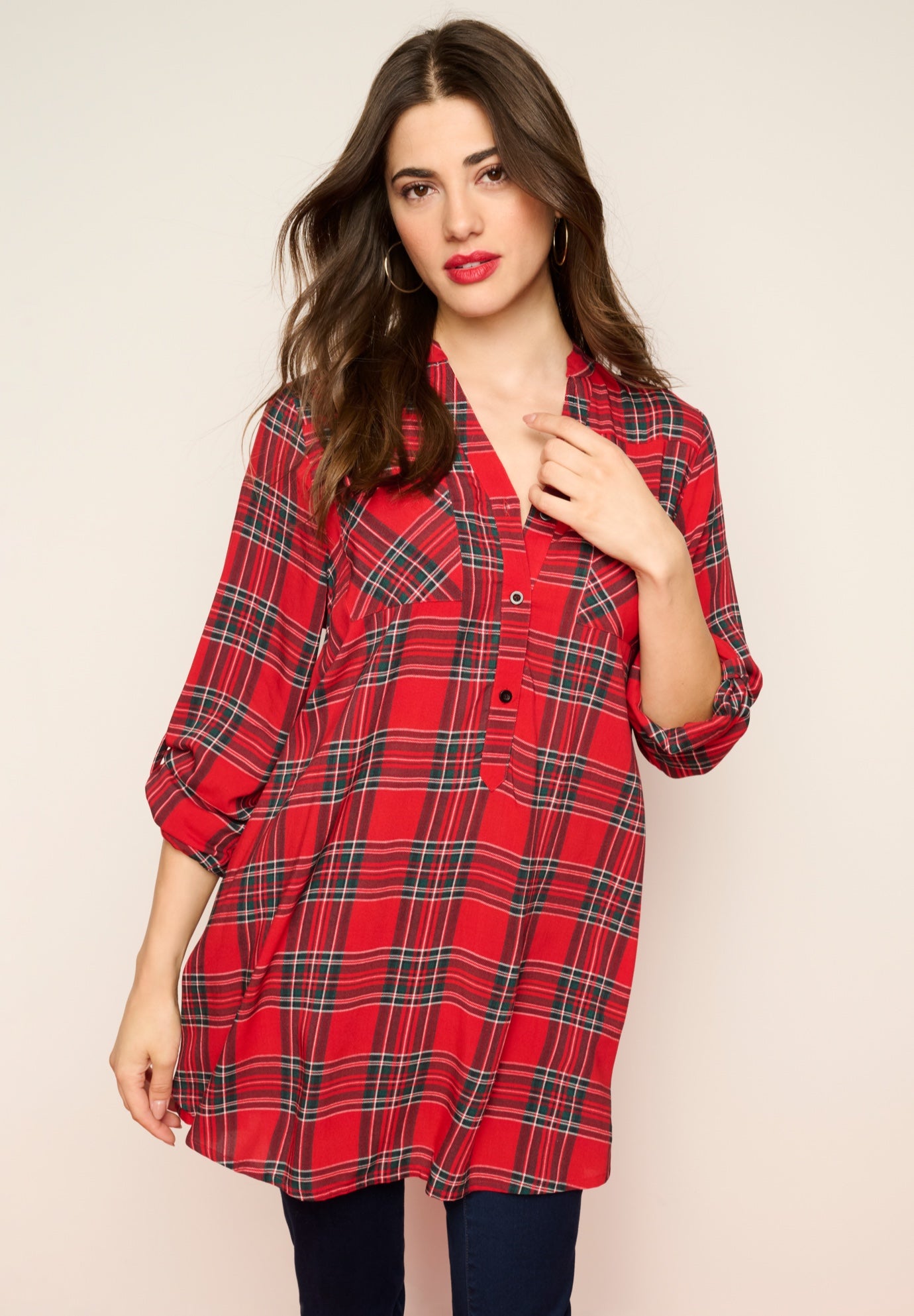 Plaid Henley Tunic image number 0