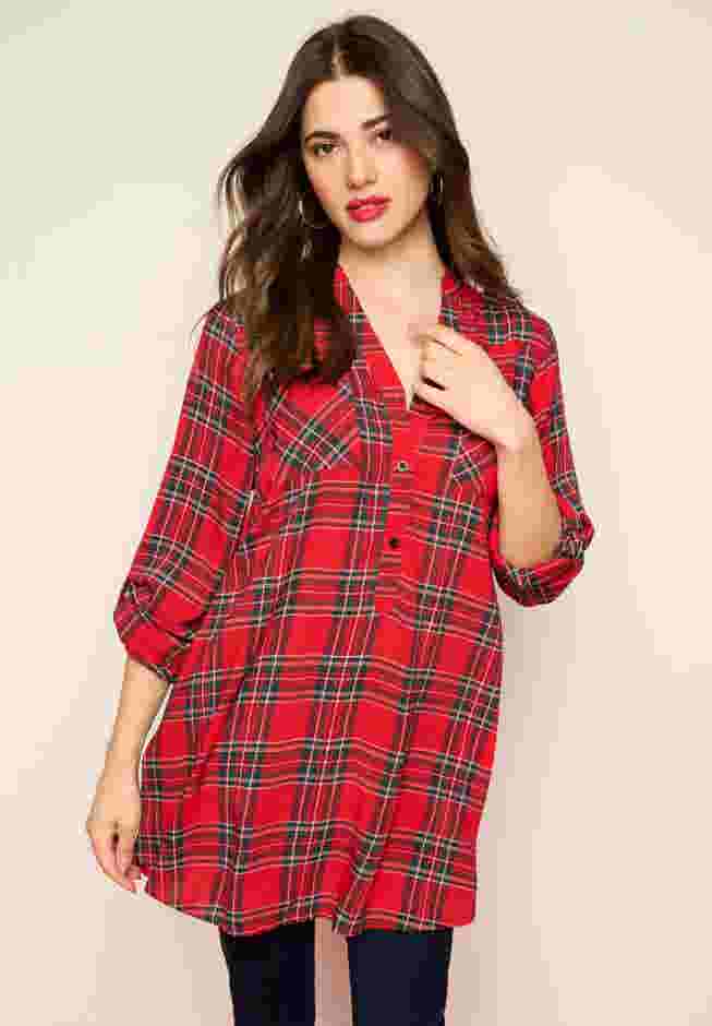 Plaid Henley Tunic image number 0