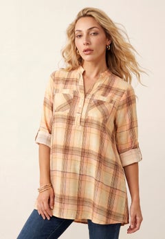 Plaid Henley Tunic