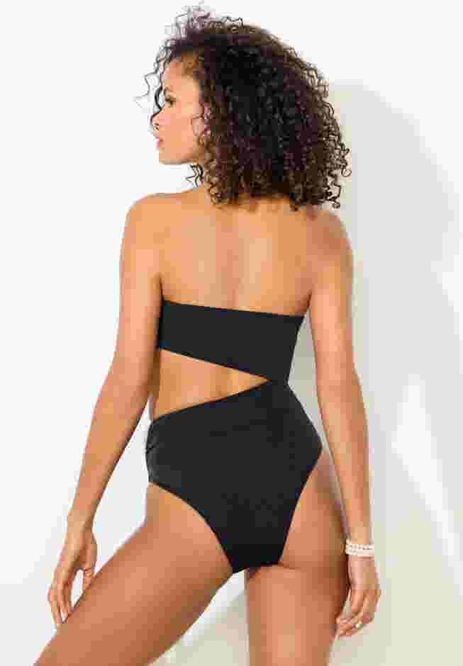 Rosette Shimmer Cut-Out Bandeau One Piece Swimsuit image number 1