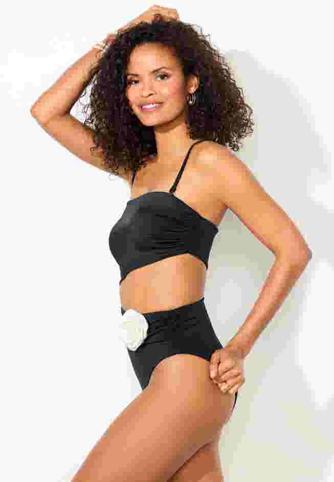 Rosette Shimmer Cut-Out Bandeau One Piece Swimsuit image number 5
