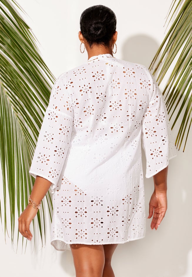 Open Front Eyelet Tunic Cover Up image number 1