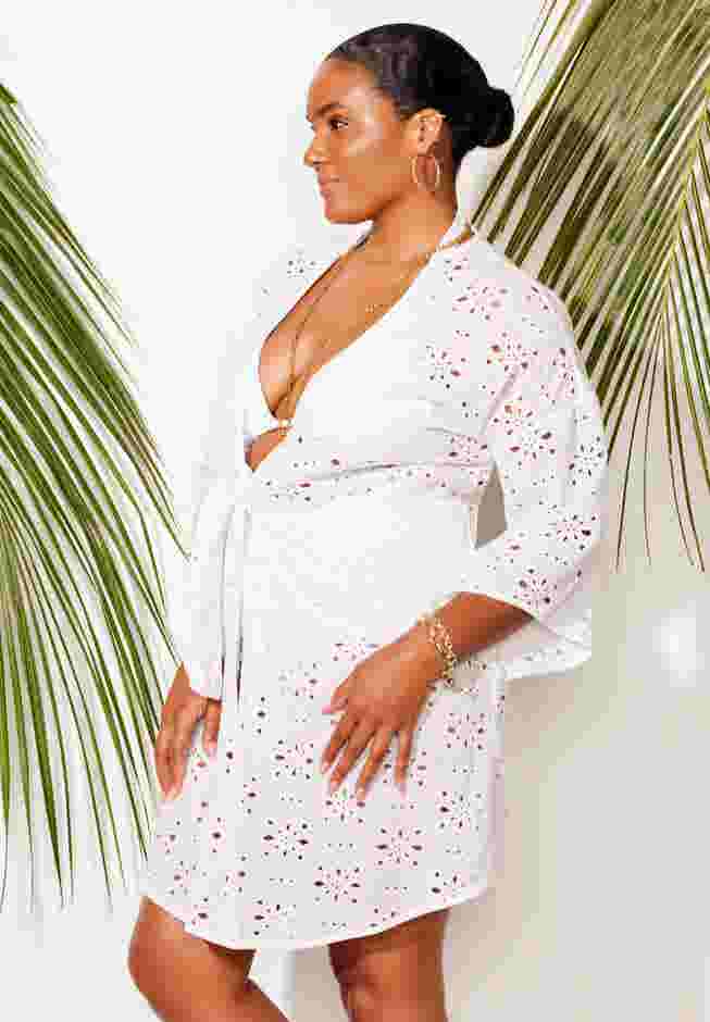 Open Front Eyelet Tunic Cover Up image number 2