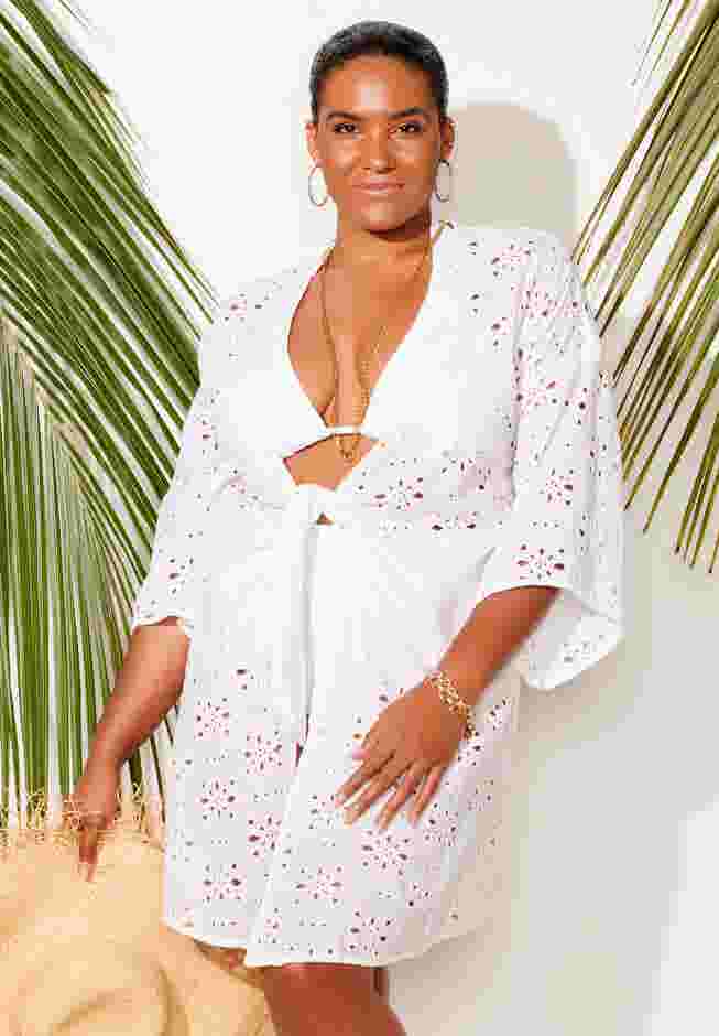 Open Front Eyelet Tunic Cover Up image number 3