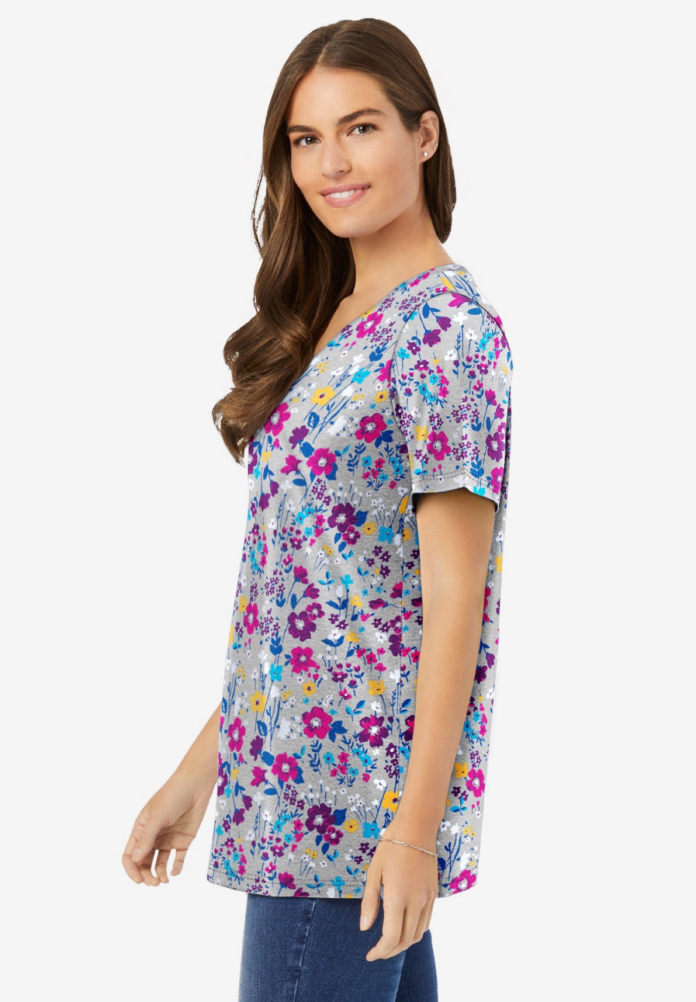 Perfect Printed Short-Sleeve V-Neck Tunic image number 2
