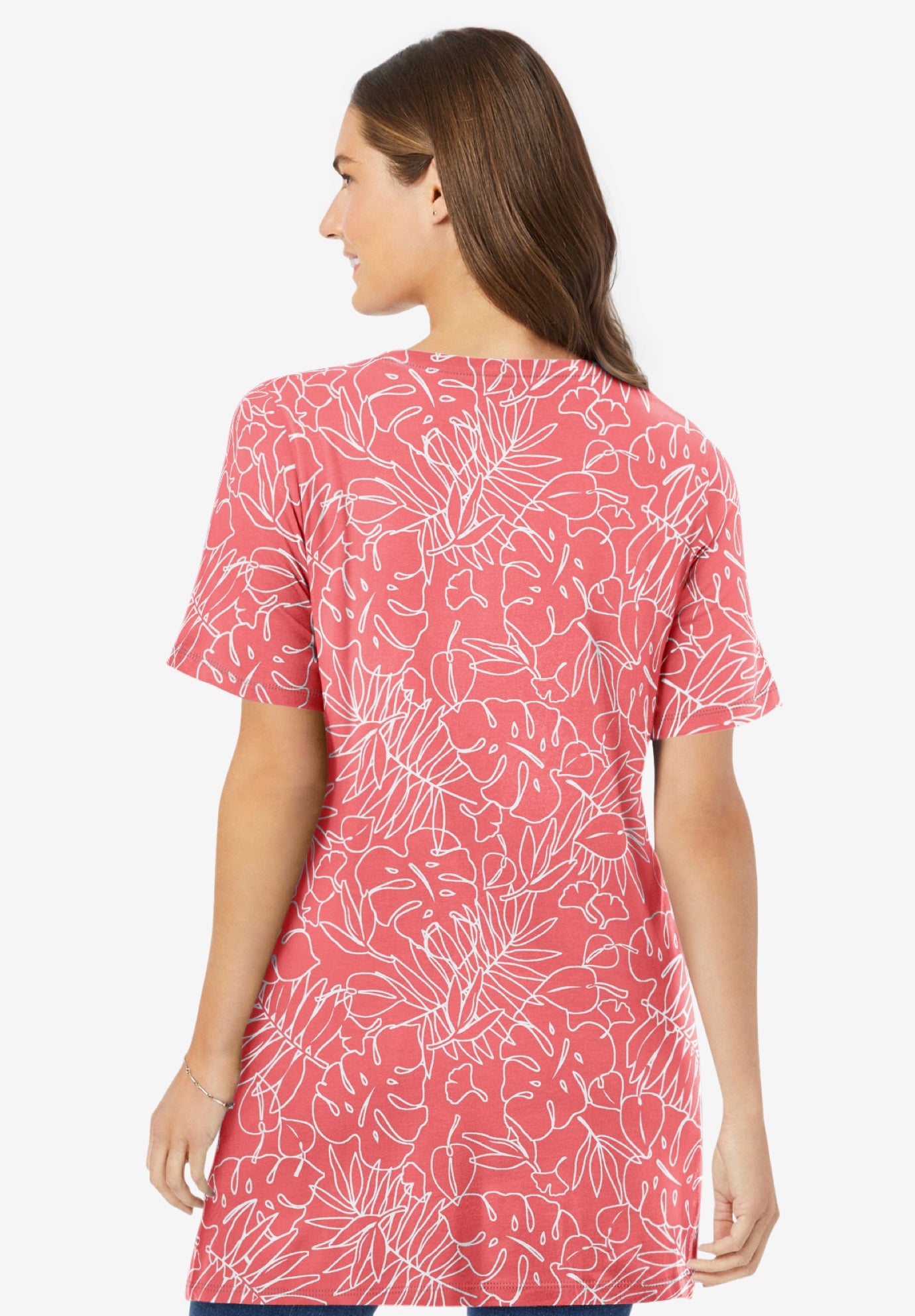 Perfect Printed Short-Sleeve V-Neck Tunic image number 1