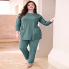 Snap Button Boatneck Soft Knit Tunic image number null