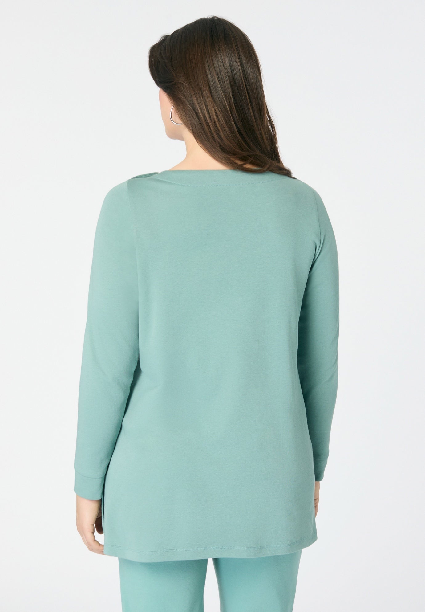 Snap Button Boatneck Soft Knit Tunic image number 2