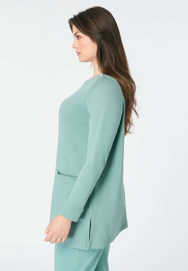 Snap Button Boatneck Soft Knit Tunic image number 3