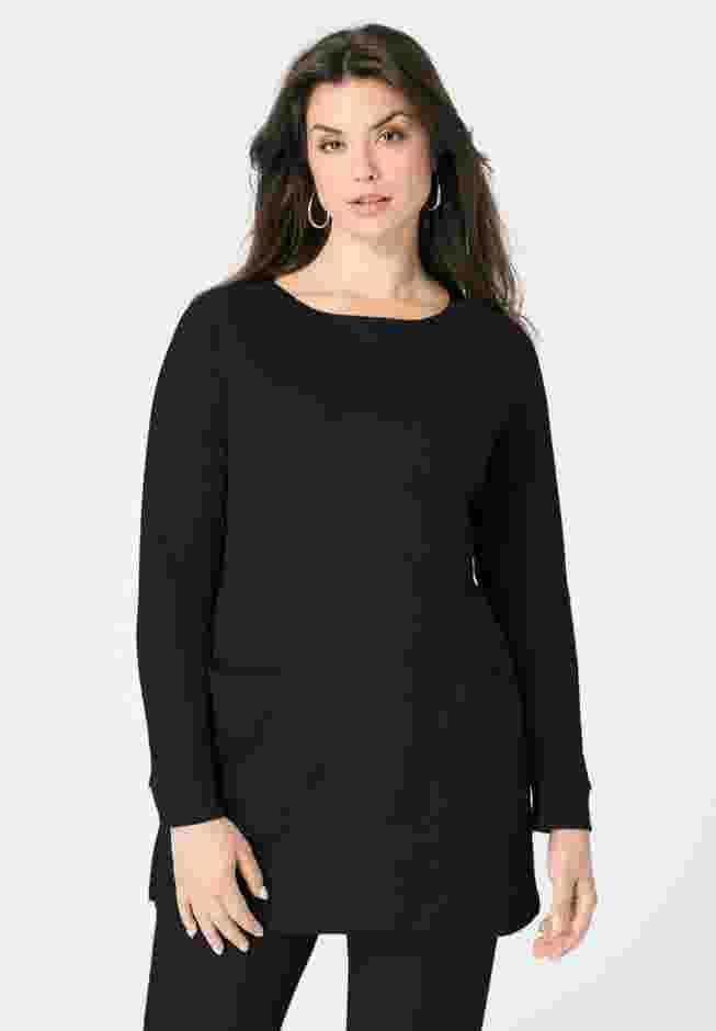 Snap Button Boatneck Soft Knit Tunic image number 0