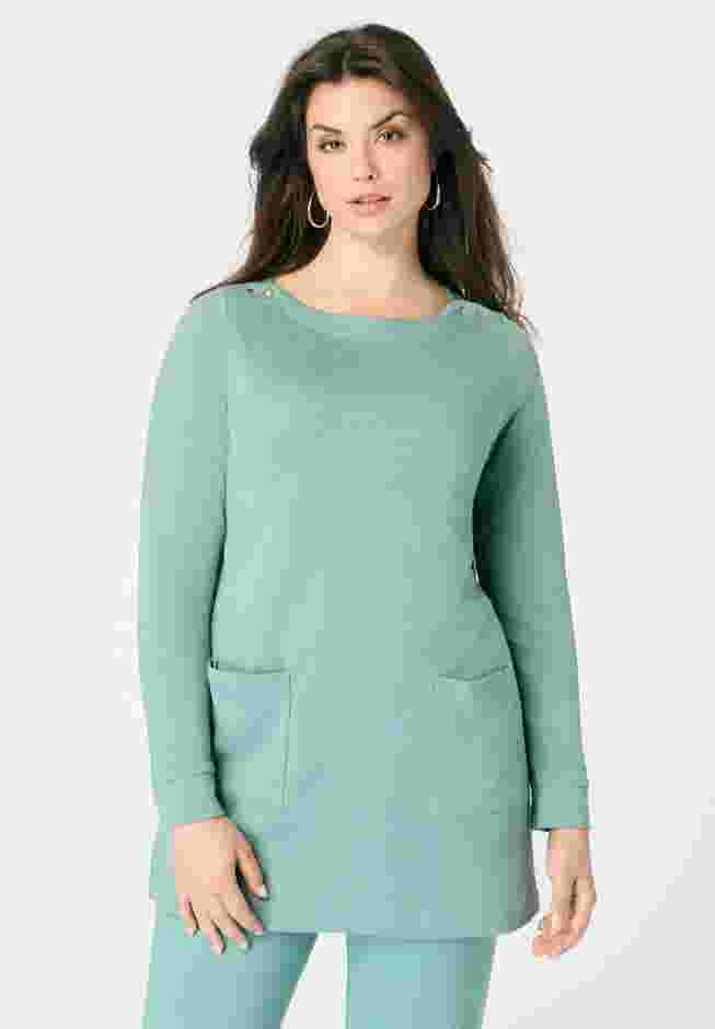Snap Button Boatneck Soft Knit Tunic image number 1