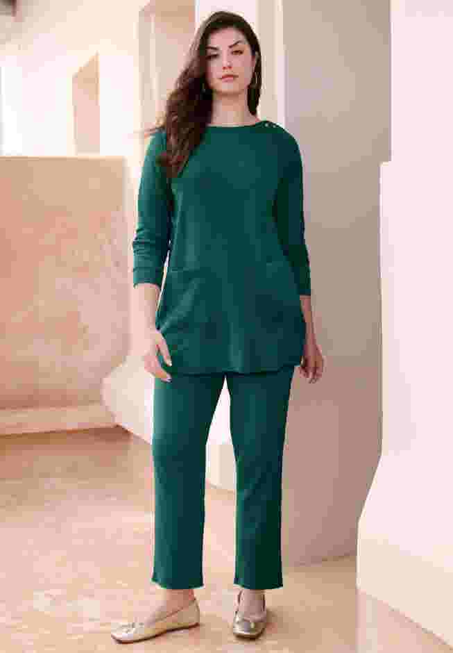 Snap Button Boatneck Soft Knit Tunic image number 0