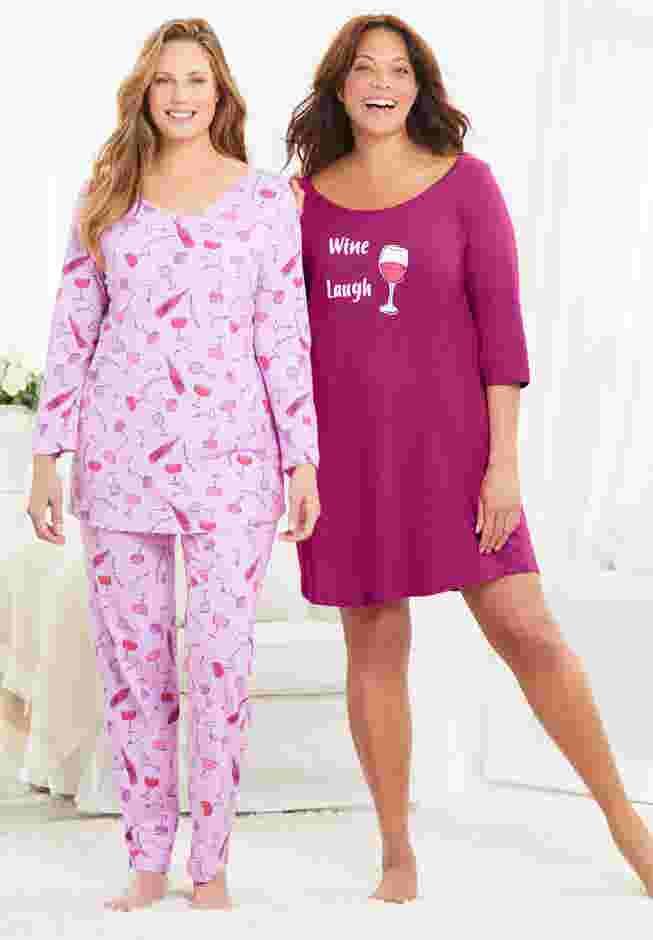 Avenue Body Three-Quarter Sleeve Pajama Set image number 5