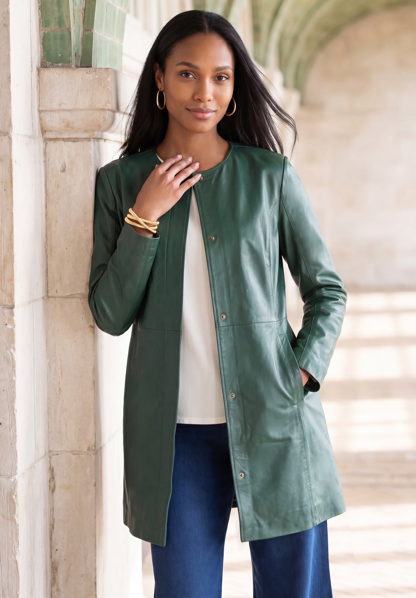Three-Quarter Leather Jacket image number 0