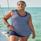 Chlorine Resistant V-Neck Two-Piece Swimdress image number null